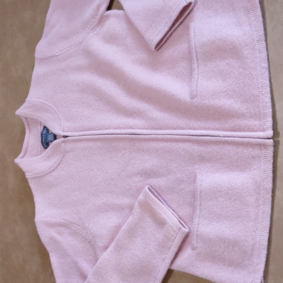 Northern Isles Pale Pink Wool Zip Front Sweater - Picture 5 of 6